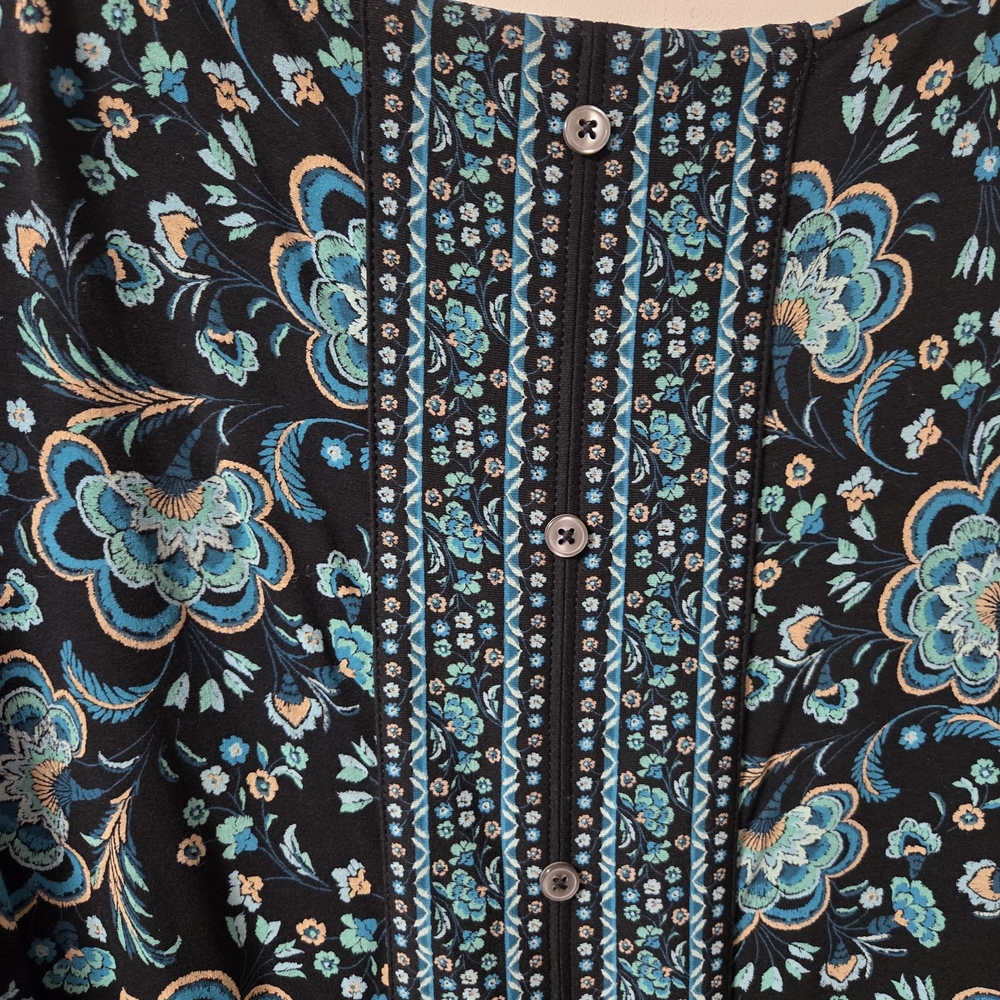 J. Jill Teal and Black Floral Blouse - Picture 5 of 5